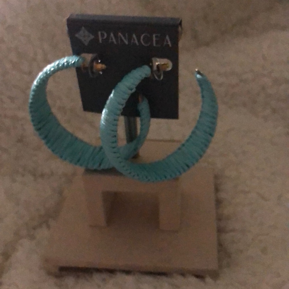 Large blue hoop earrings